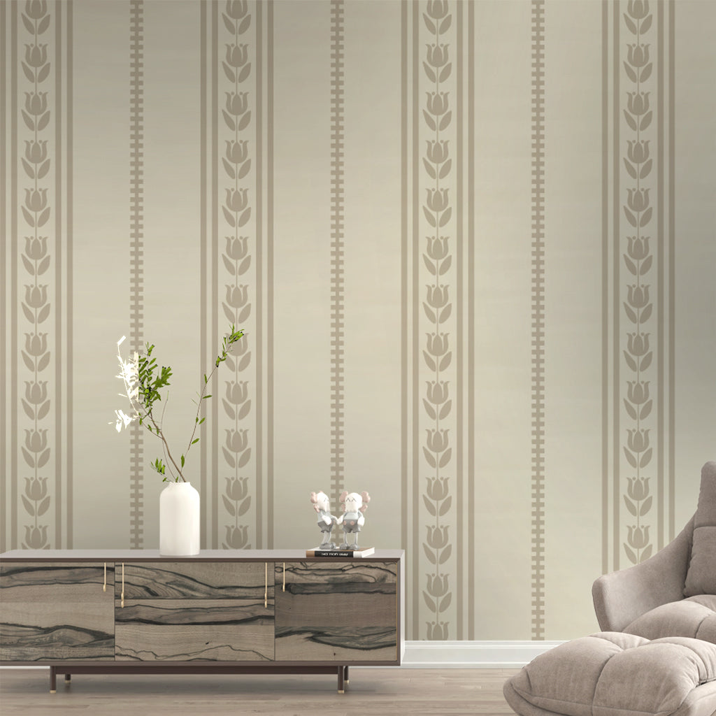 Linen Tulip Stripe Wallpaper