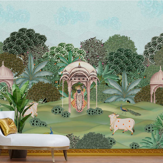 Gokul Dham Mural wallpaper for Walls