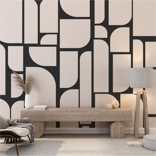 Black & White Abstract Shapes for Living Room