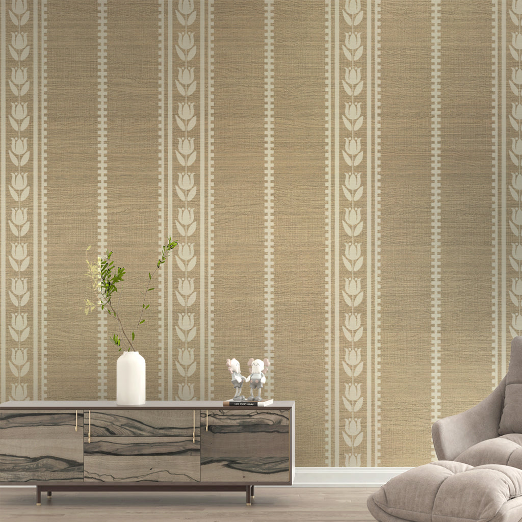 Linen Tulip Stripe Wallpaper