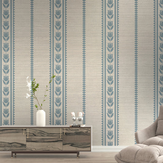 Linen Tulip Stripe Wallpaper