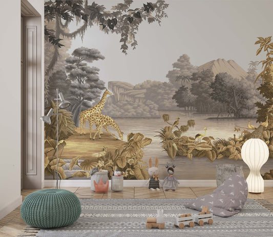 Sunset Safari Tropical Wallpaper for walls