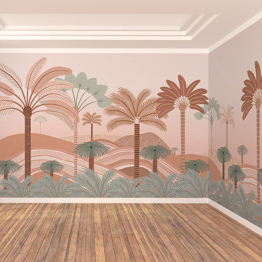 Palm Horizon Wallpaper for L- Shape Walls