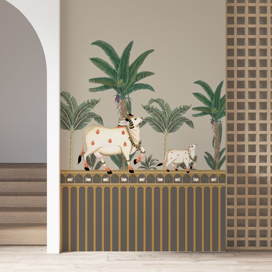 Gokul Palms wall Mural for mandir