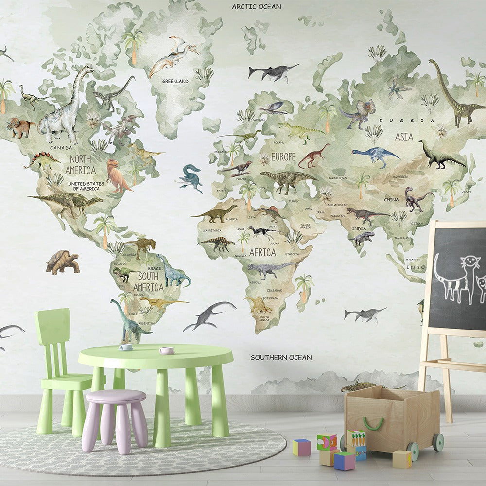 Dino World Map Wallpaper