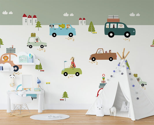 Animal Joyride kids room wallpaper