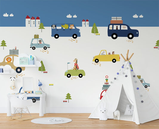 Animal Joyride kids room wallpaper