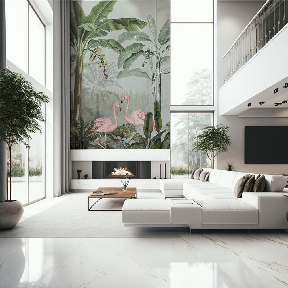 Flamingo Tropical Double Height Wallpaper