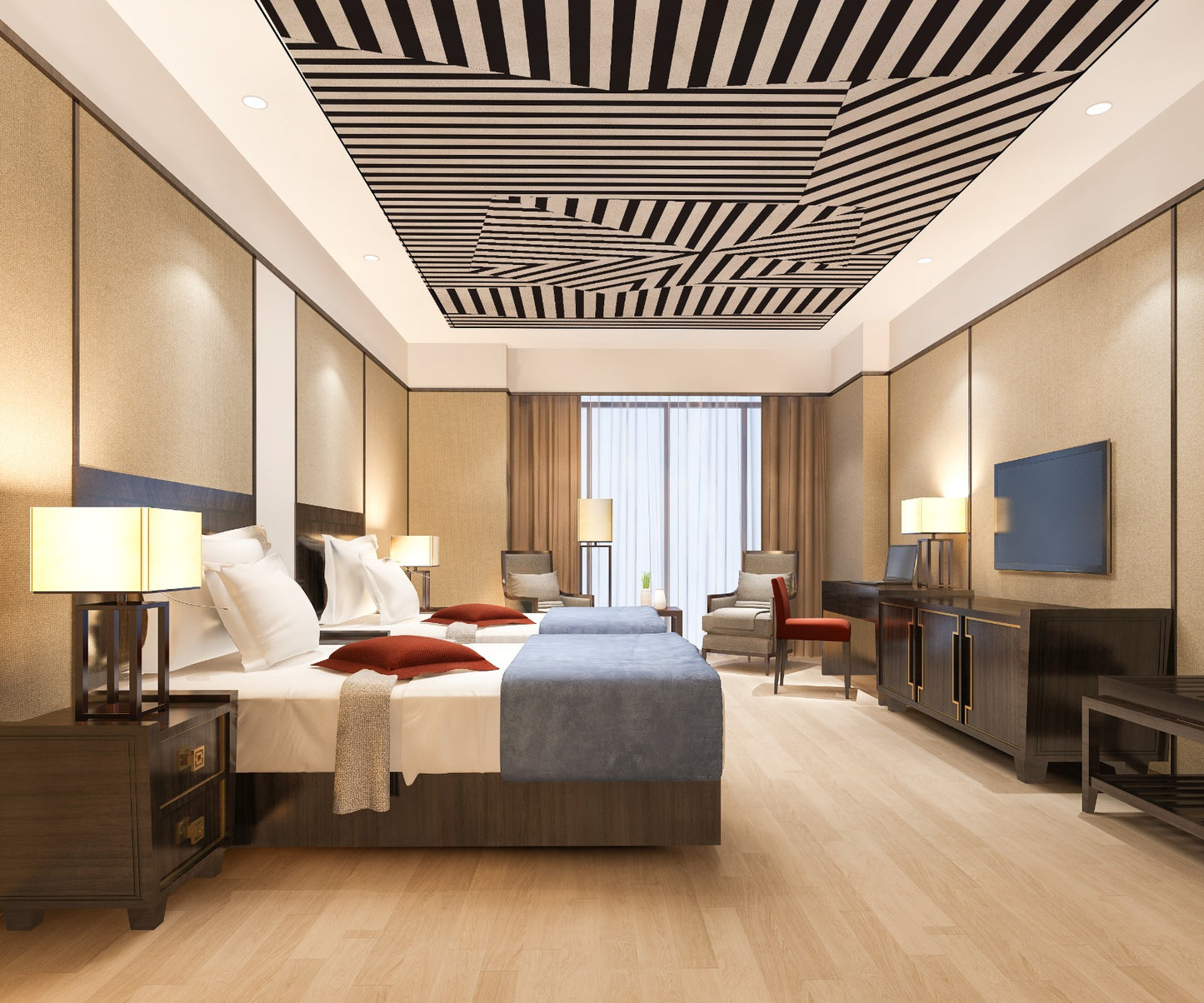 Abstract Lines Ceiling Wallpaper