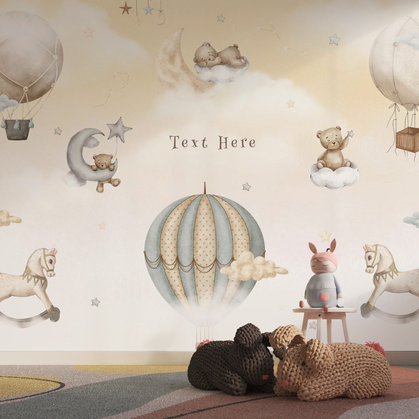 Teddy Dreamy Sky Wallpaper for kids Room