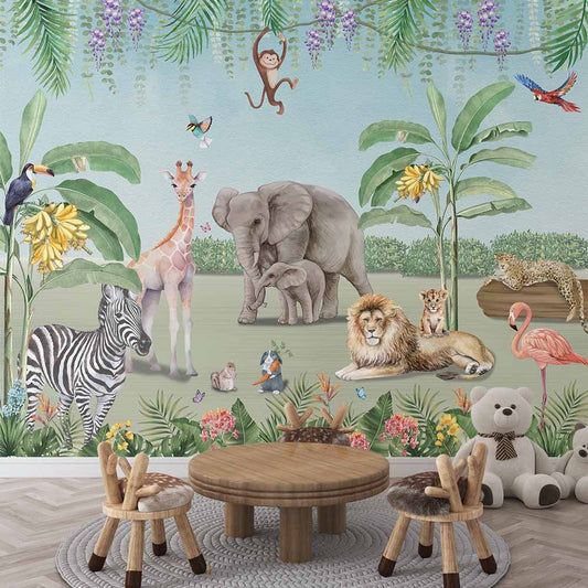 Animal Party Wallpaper for Children Room