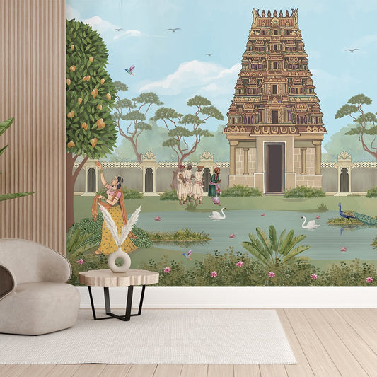 Dravidian Temple Landscape Custom Wallpaper