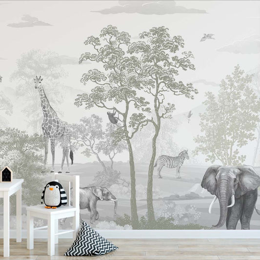 Safari dreamscape Kids room wallpaper