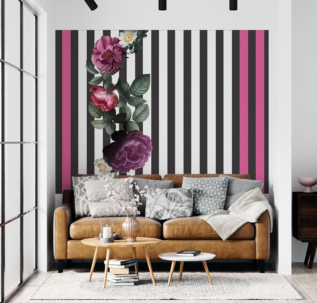 Yellow Stripes with Flowers