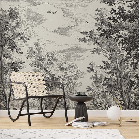 Tropical Greys Wall Mural