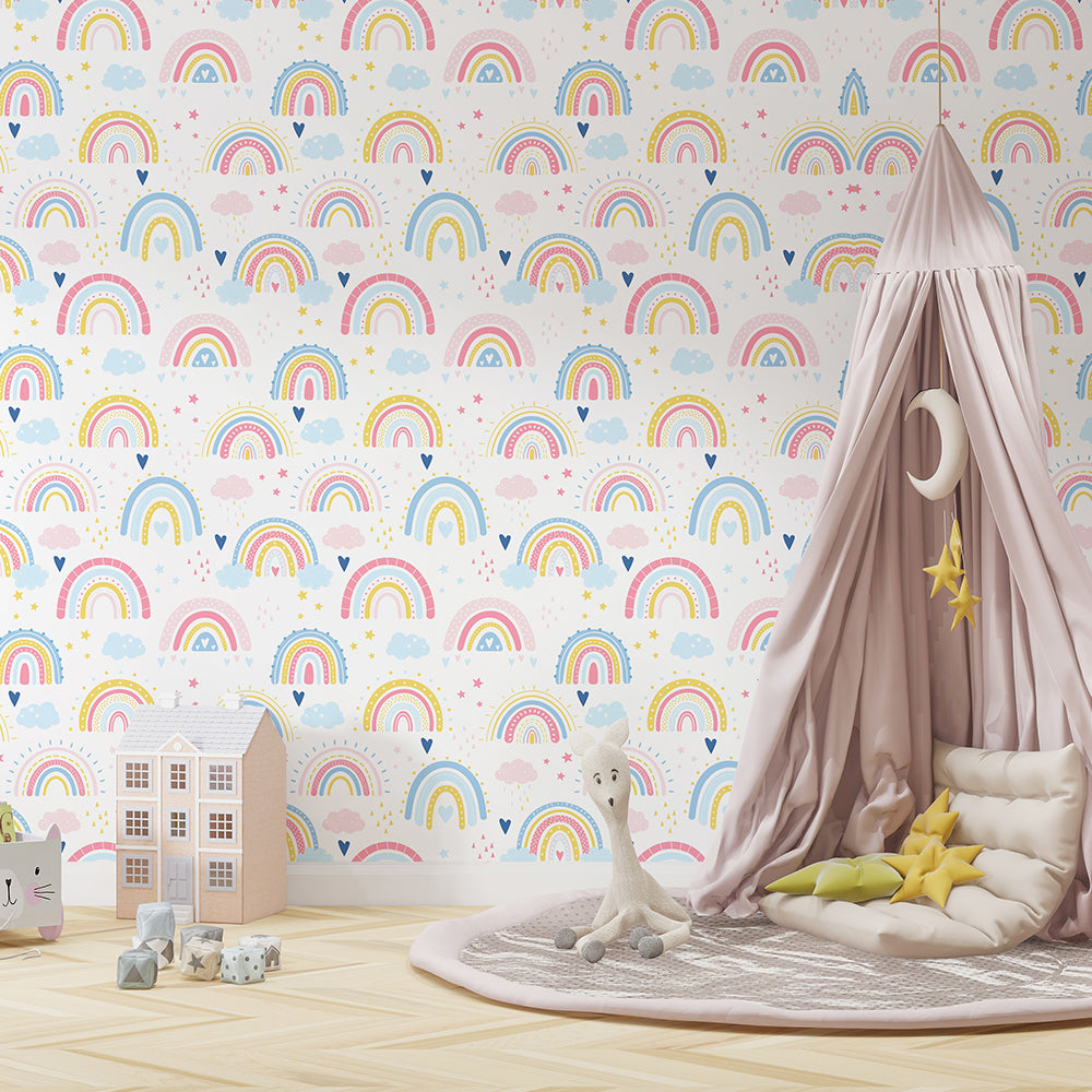 Mini Rainbow & Clouds wallpaper