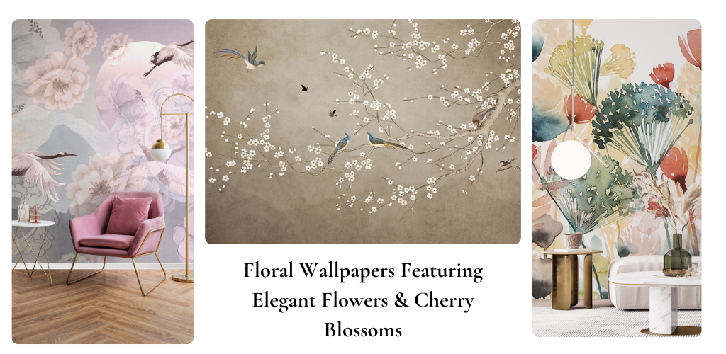 FLORAL WALLPAPERS FEATURING ELEGANT FLOWERS AND CHERRY BLOSSOMS