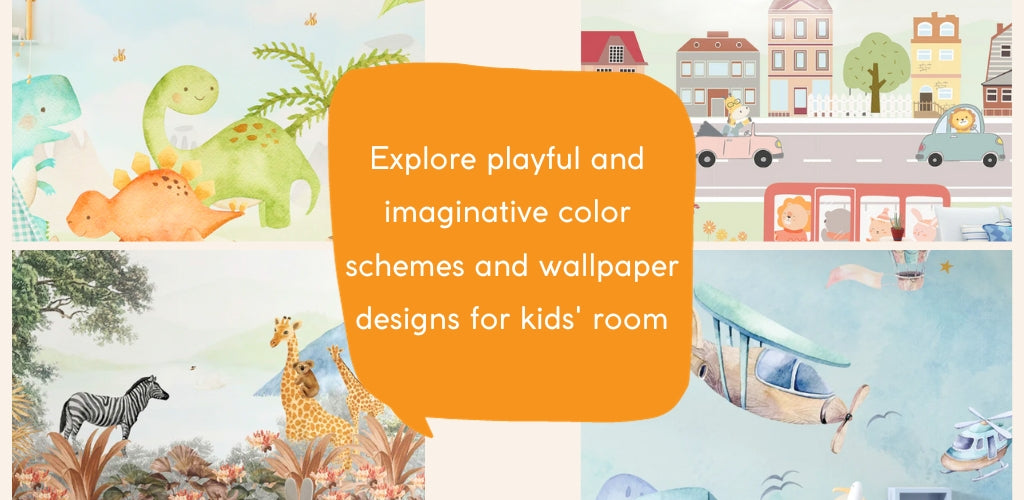 Explore playful and imaginative colour schemes and wallpaper designs for kids' room