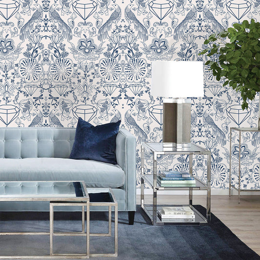 Indigo Diamonds Custom Wallpaper for Walls