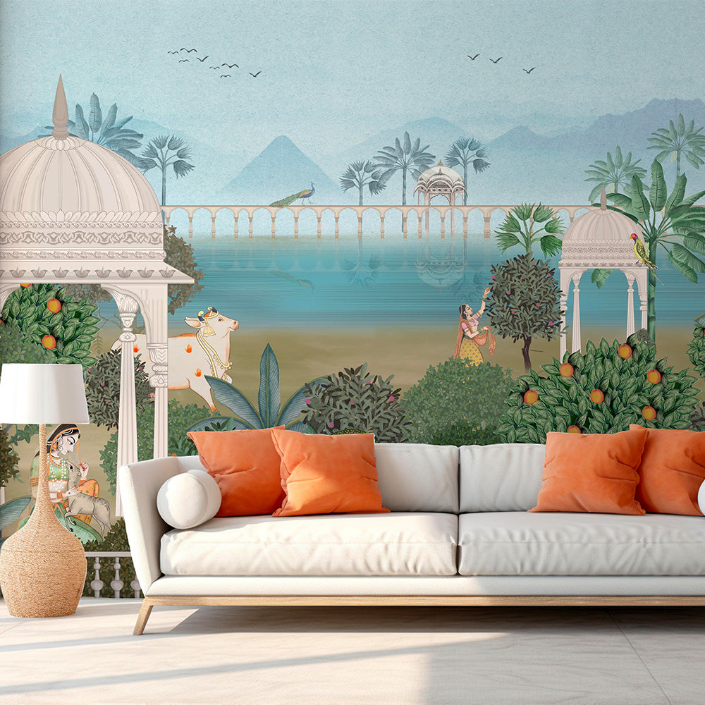 Gokul Ghat Mural wallpaper for walls