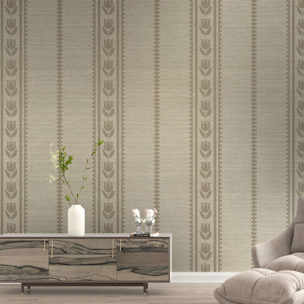 Linen Tulip Stripe Wallpaper
