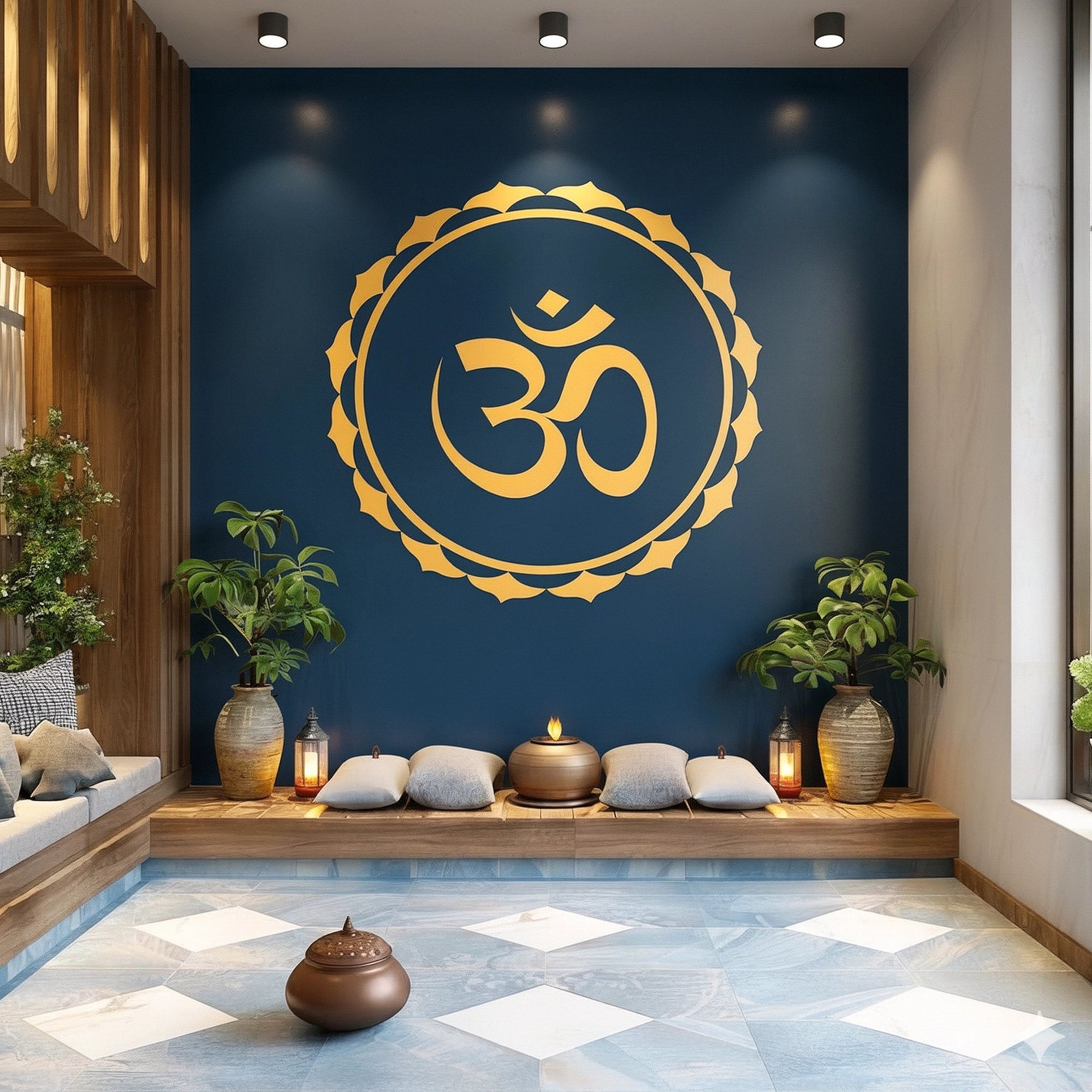 Meditation room with Om Wallpaper for walls 
