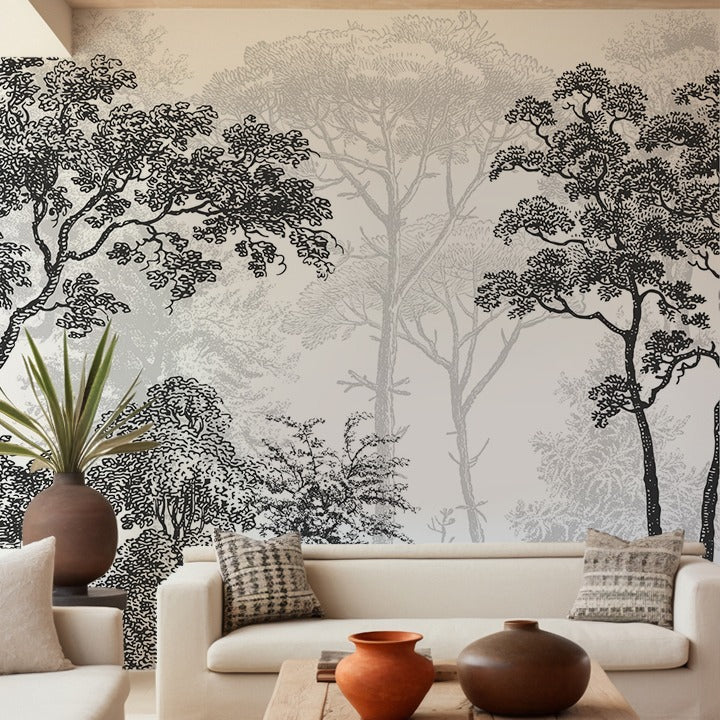 Forest Serenity Wallpaper for Living Room