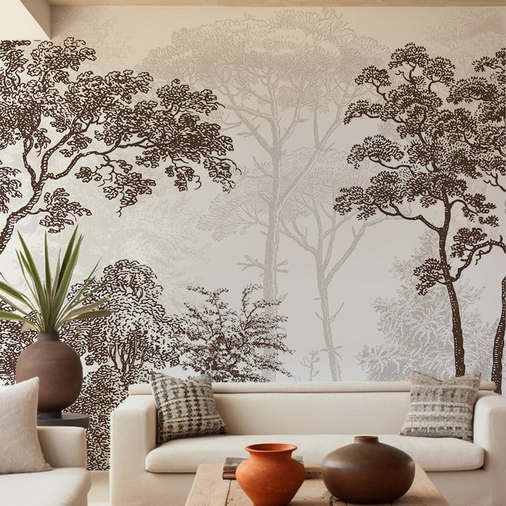 Forest Serenity Wallpaper for Living Room