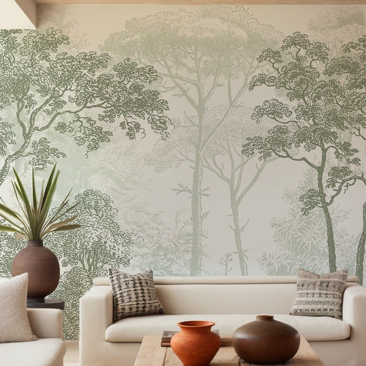 Forest Serenity Wallpaper for Living Room