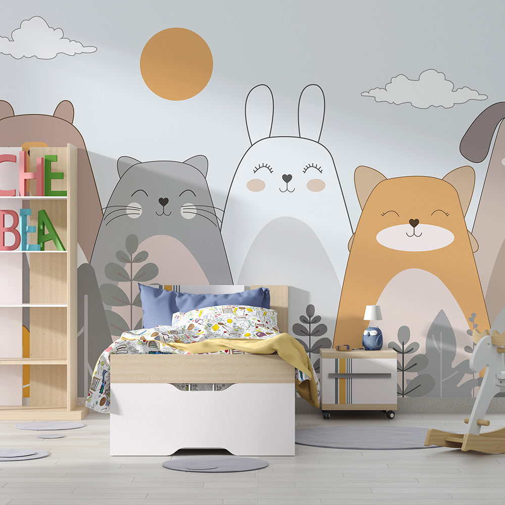 Furry Friends Wallpaper for Children Room