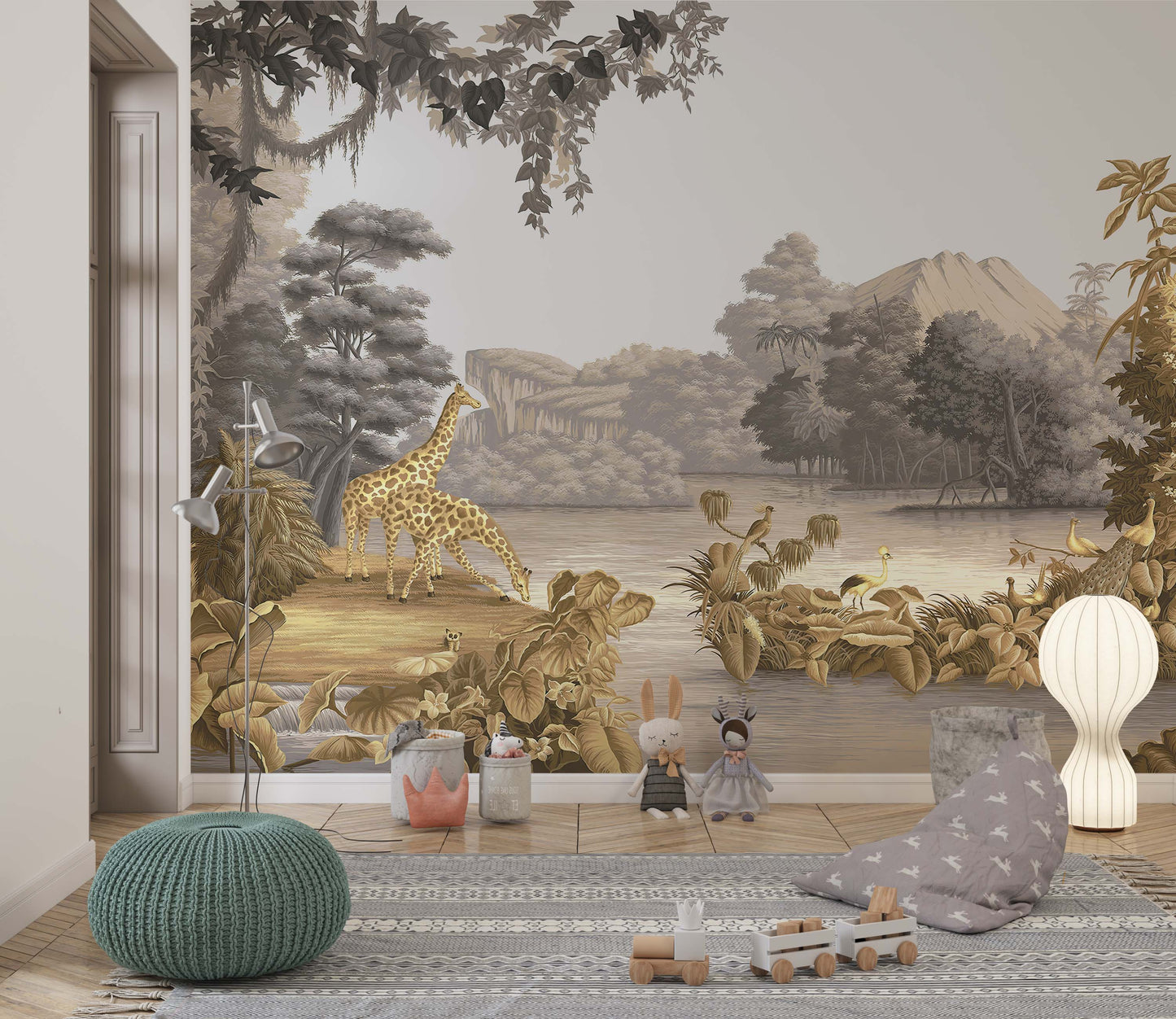 Sunset Safari Wallpaper for Children Room