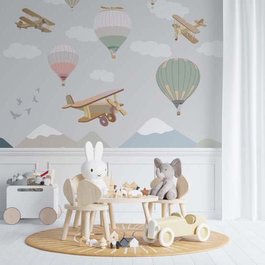 Airborne Friends Wallpaper for Children Room