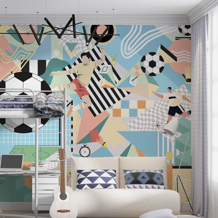 Football Stars Wallpaper for Children Room