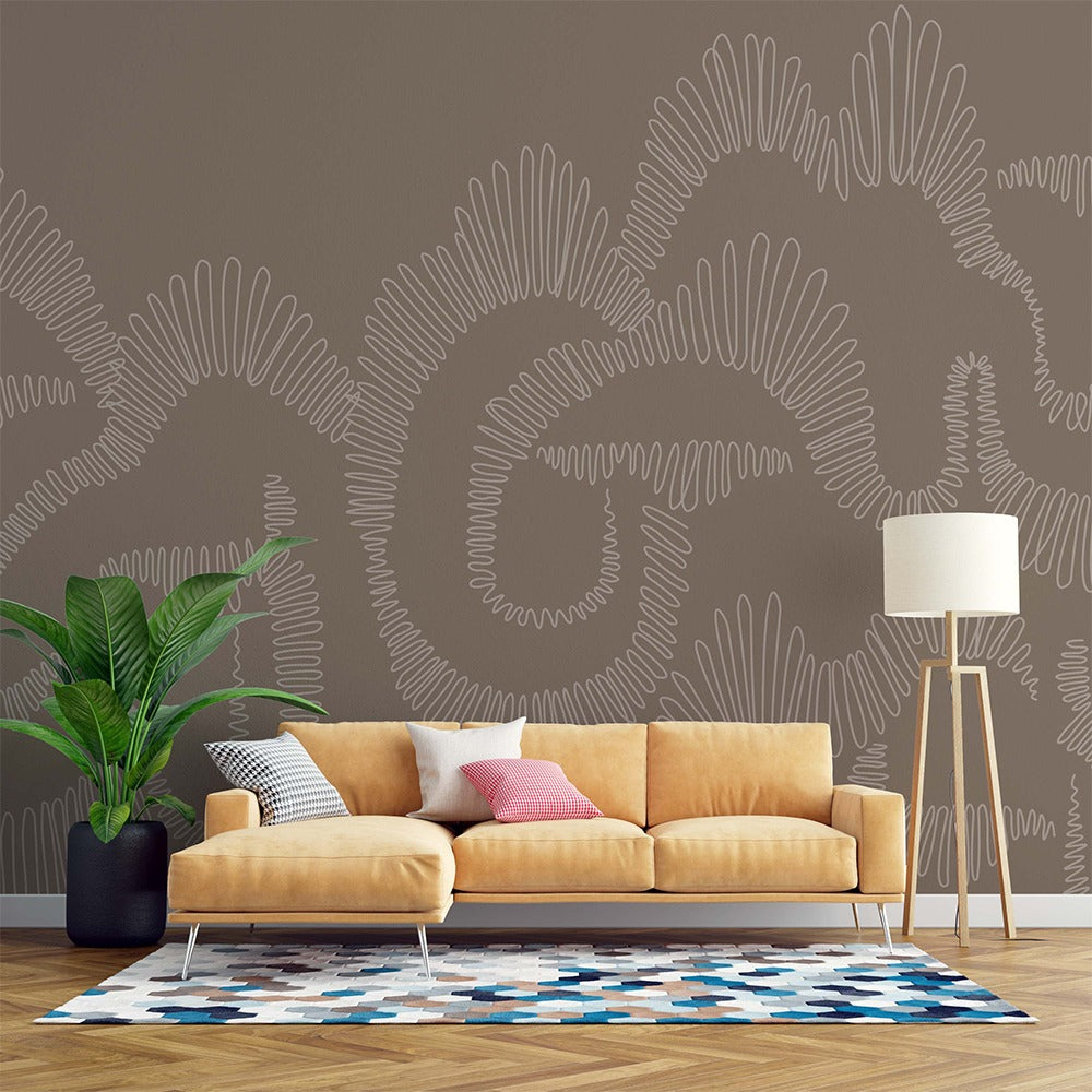 3d floral mural wallpaper with a light simple background branches of  flowers herbs birds and mountains modern art for wall home decor  generate ai 24352577 Stock Photo at Vecteezy