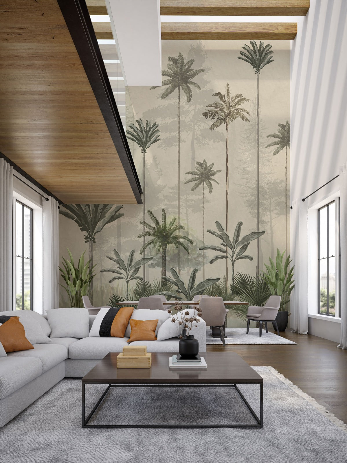 Tropical Forest Double Height Wallpaper for walls