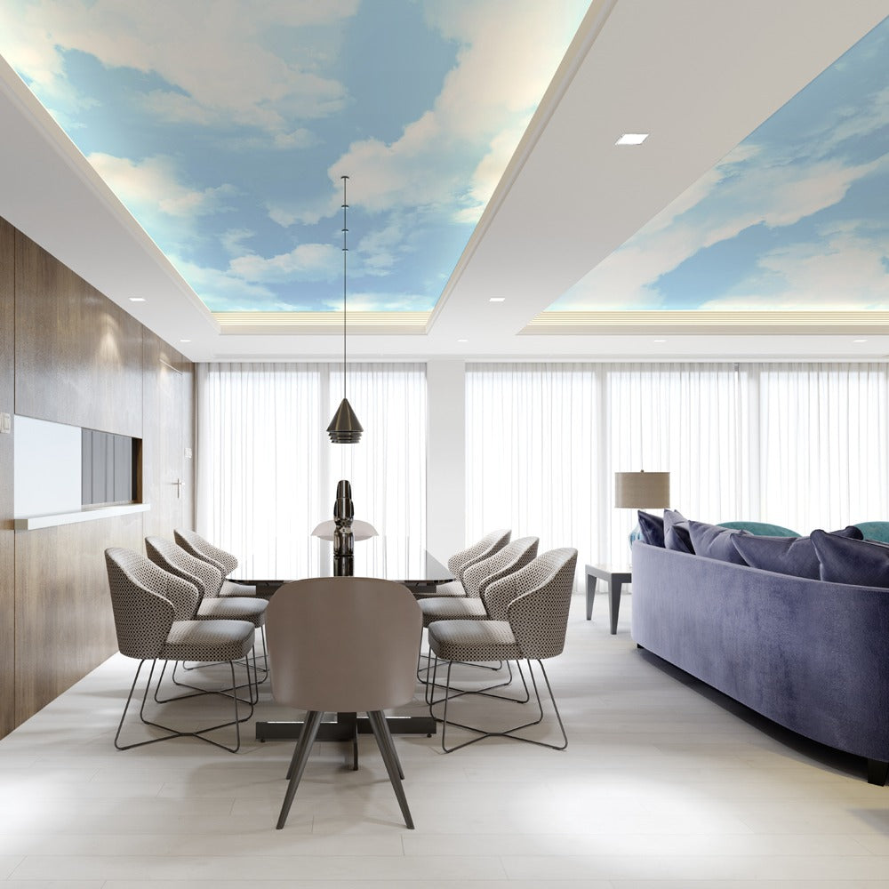 Blue Cloudy Sky Ceiling art Wallpaper