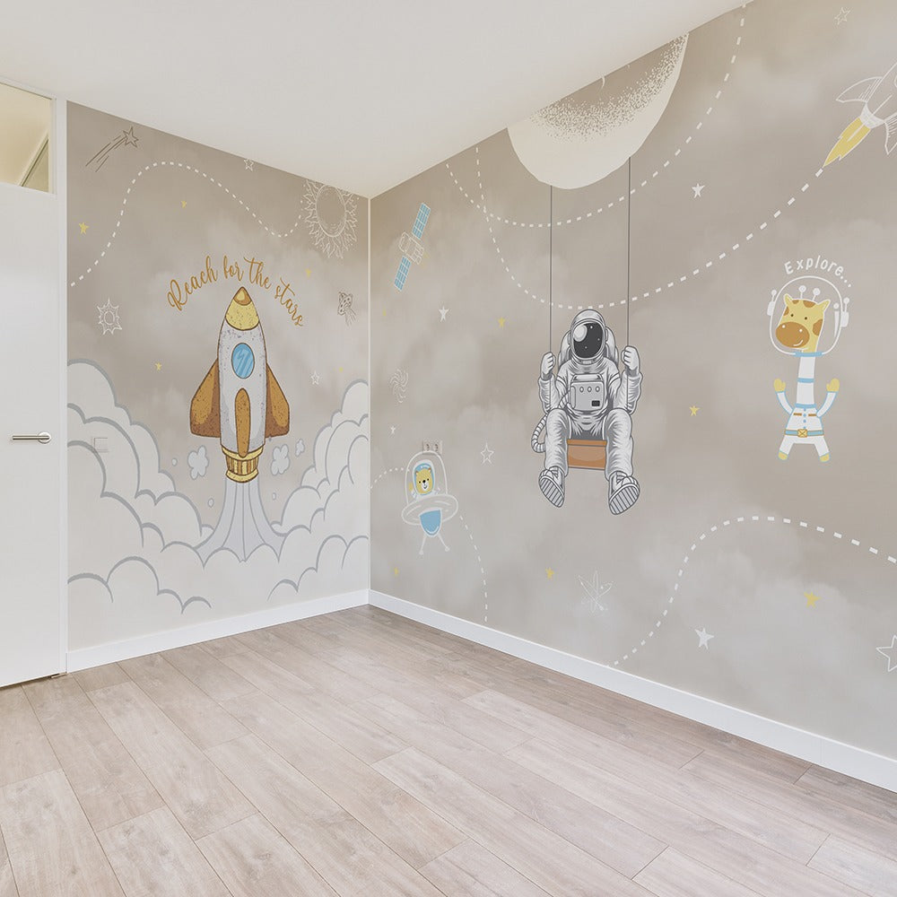 Off to Mars Wallpaper for L- Shape Walls kids room wallpaper