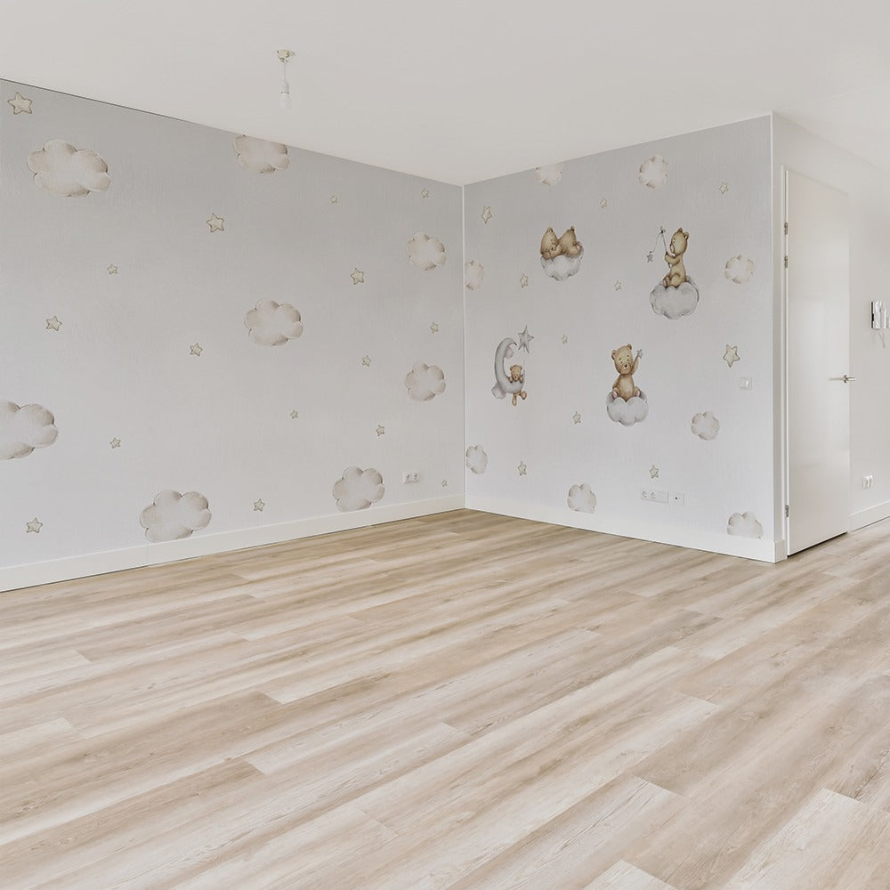 Teddy on Clouds Wallpaper for L- Shape Walls kids room wallpaper
