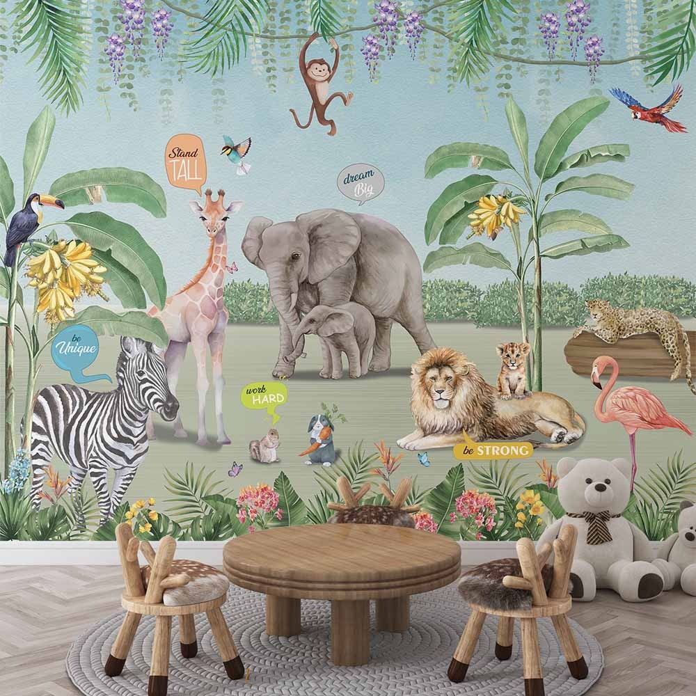 Animal Party Wallpaper for Children Room
