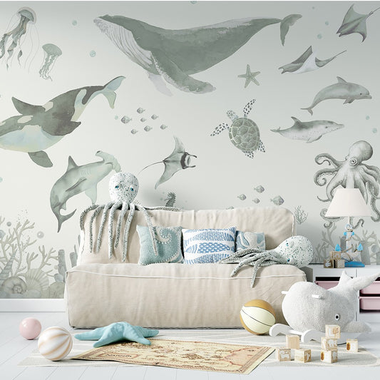Whale Tales Wallpaper for Children Room