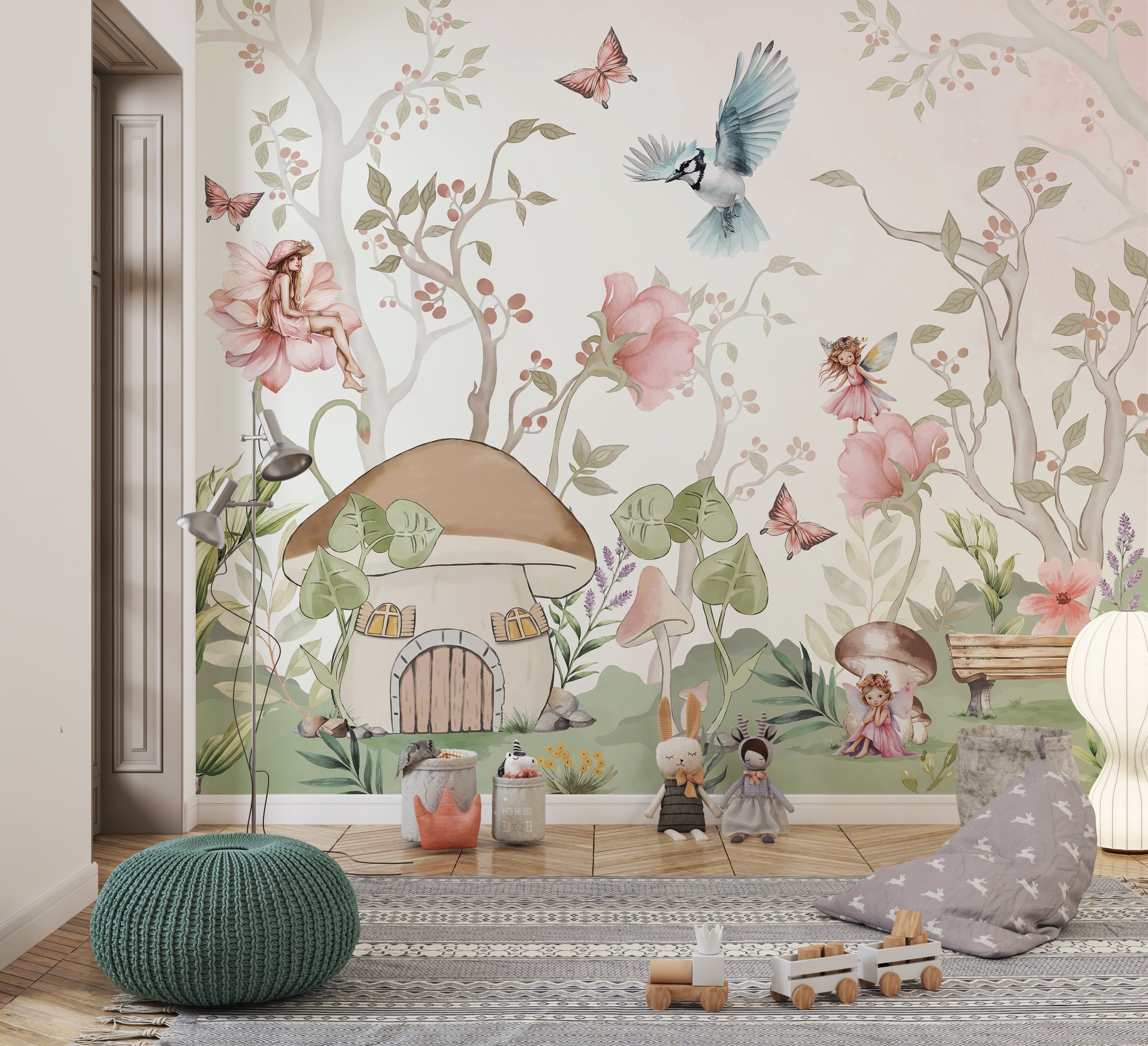 Mushroom Meadow Wallpaper for Children Room – Digital Walls India