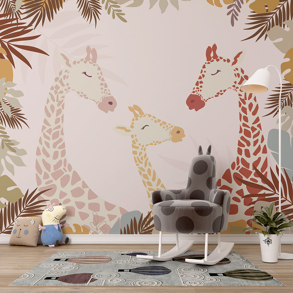 Giraffe Family | Kids Wallpaper | Wallpaper Mural | Digital Walls